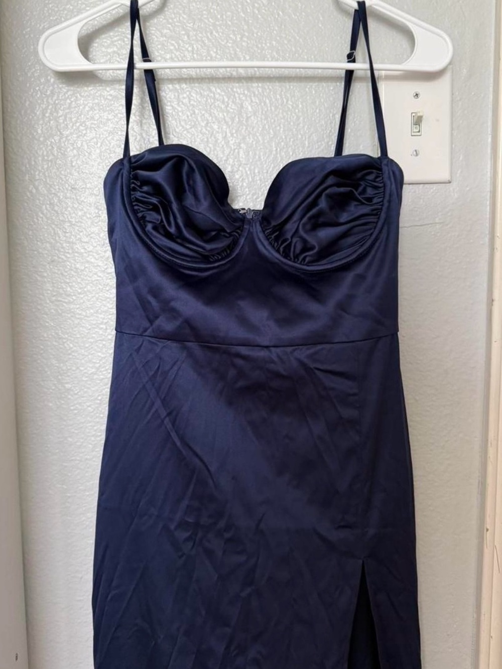 Babyboo Navy Satin Spaghetti-Strap Maxi Dress